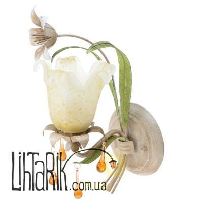 BKL-216W/1 бра флористика плафон белый цветок (Brille 180074)