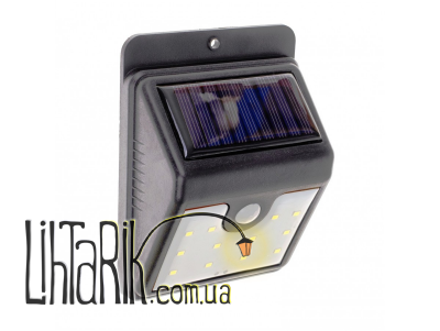 LS-10/3W CW solar LED IP65 светильник с датчиком движения черный (Brille 32-569)