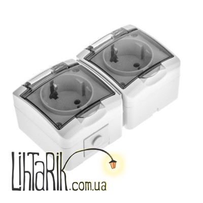 HB-2RW розетка двойная с заз. (Brille 42-256)