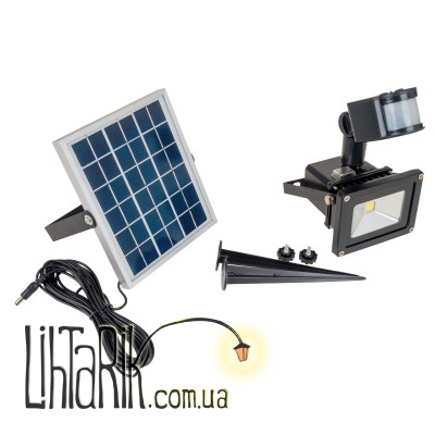 HL-42P/10W SMD CW IP65 solar led прожектор с солнечной батареей (Brille 32-546)