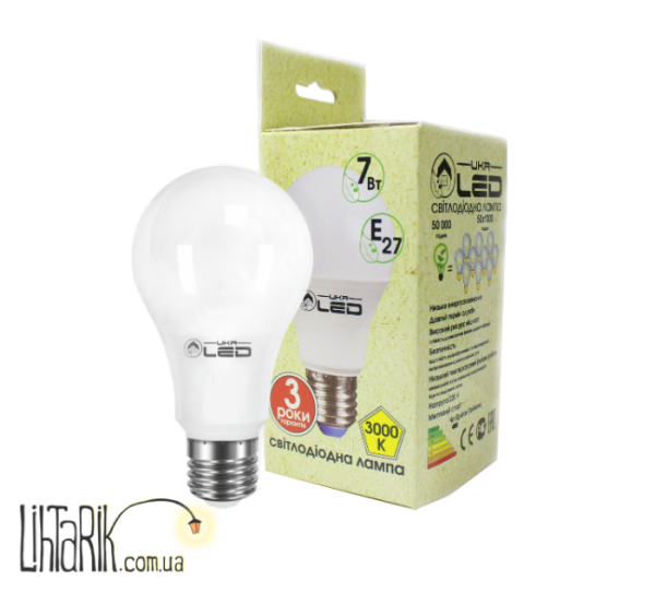 UkrLED Светодиодная лампа 7Вт, Е27(груша),4000К (173)