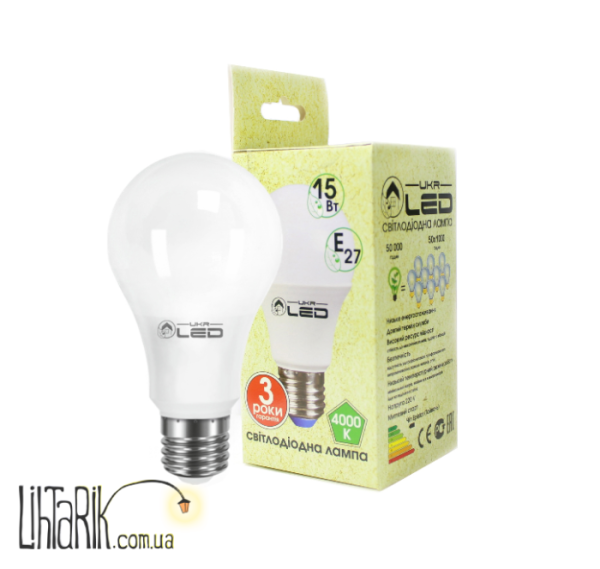 UkrLED Светодиодная лампа 15Вт, Е27(груша),4000К (394)
