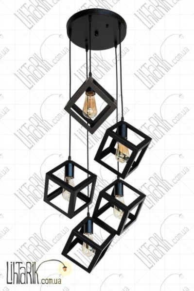 Лофт подвес-куб на 5 ламп 756PR160F-5 BK (300)