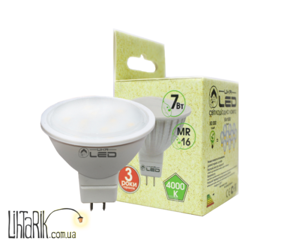 UkrLED Светодиодная лампа 7Вт, G 5.3(MR-16) 4000К (192)