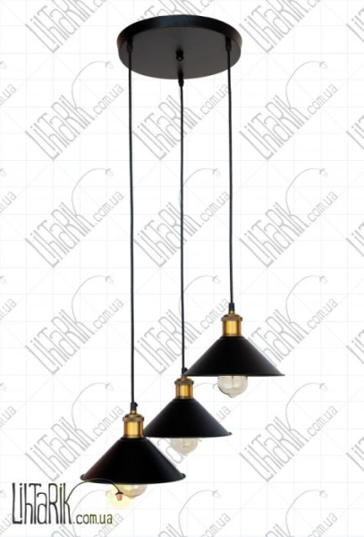 Подвес лофт на три плафона 707P103F11-3 BK (300)
