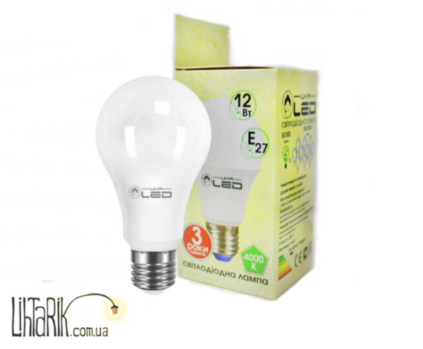 UkrLED Светодиодная лампа 12Вт, Е27(груша),4000К (177)