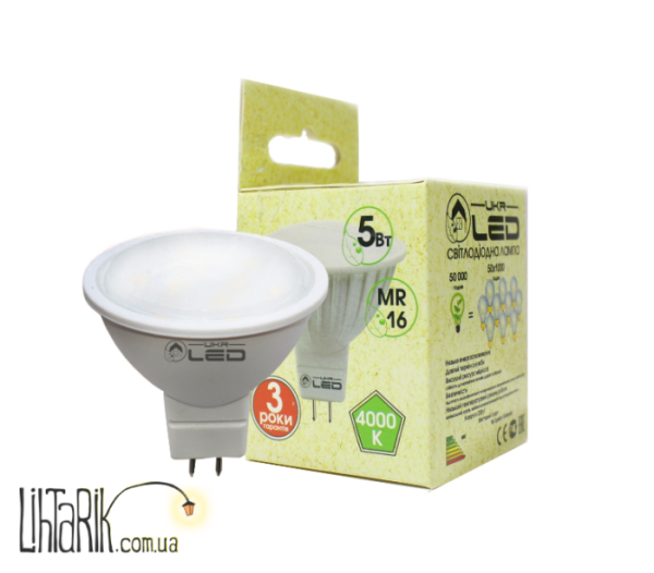 UkrLED Светодиодная лампа 5Вт, G 5.3(MR-16) 4000К (191)