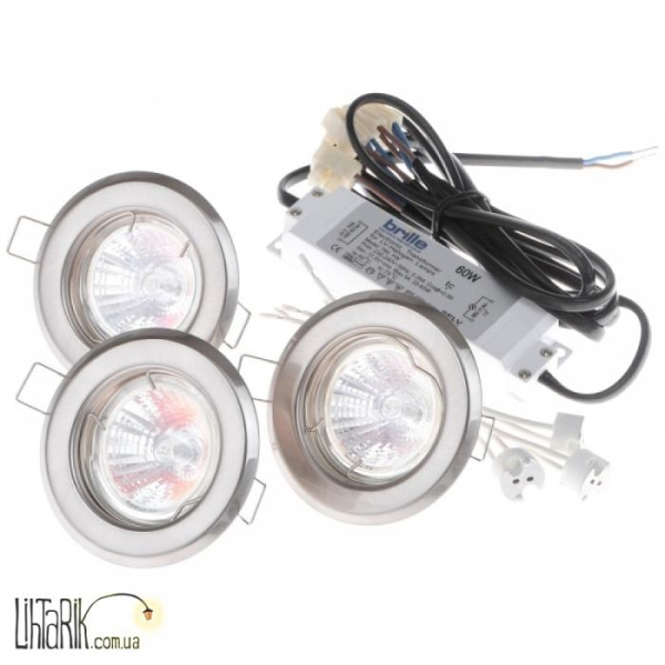 SET 3/HDL-S02 SN (82) 3x20W W/T комплект точечных светильников (Brille 163444)