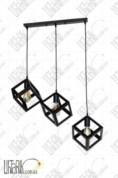 Лофт подвес-куб на планке 756PR160F-3 BK (500)